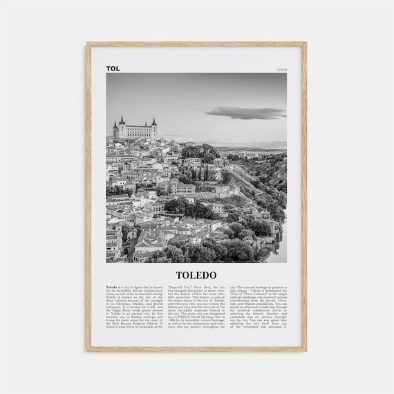 Toledo Black And White Travel Poster, Spain Wall Art