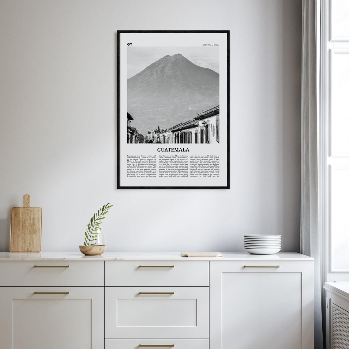 Guatemala Black and White Travel Poster, Central America - Image 2
