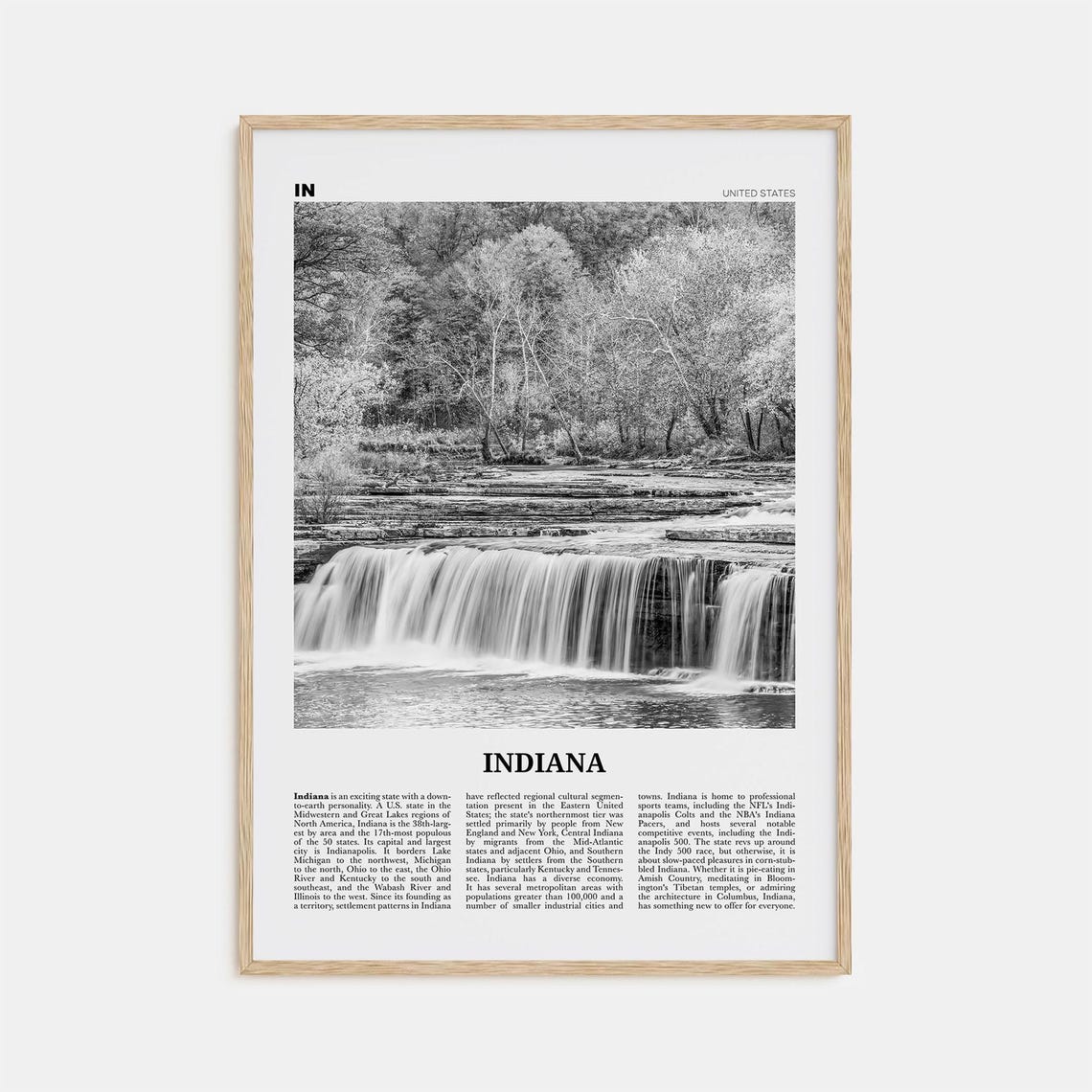 Indiana Print Black And White No 1 Indiana Wall Art Indiana Poster Indiana Photo Indiana Wall Dcor Indiana Map United States