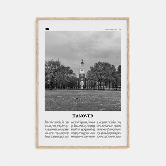 Hanover, New Hampshire Black And White Travel Poster