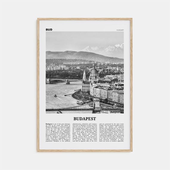 Budapest Black and White Travel Poster, Europe