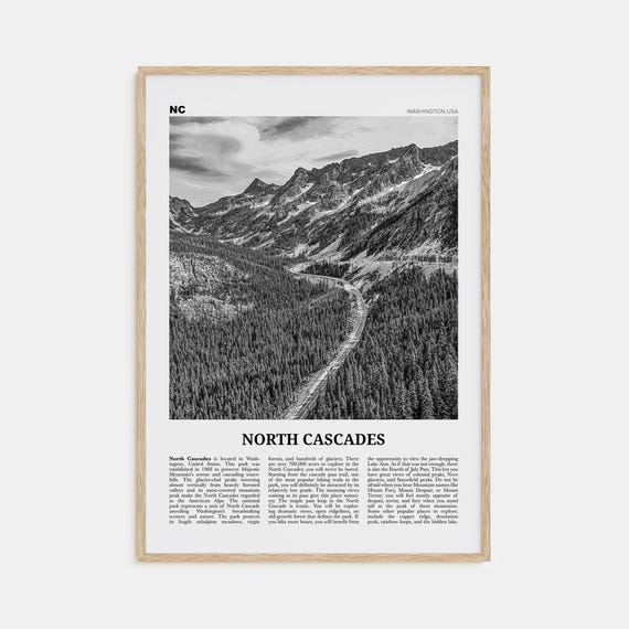 North Cascades National Park, Black and White Travel Poster