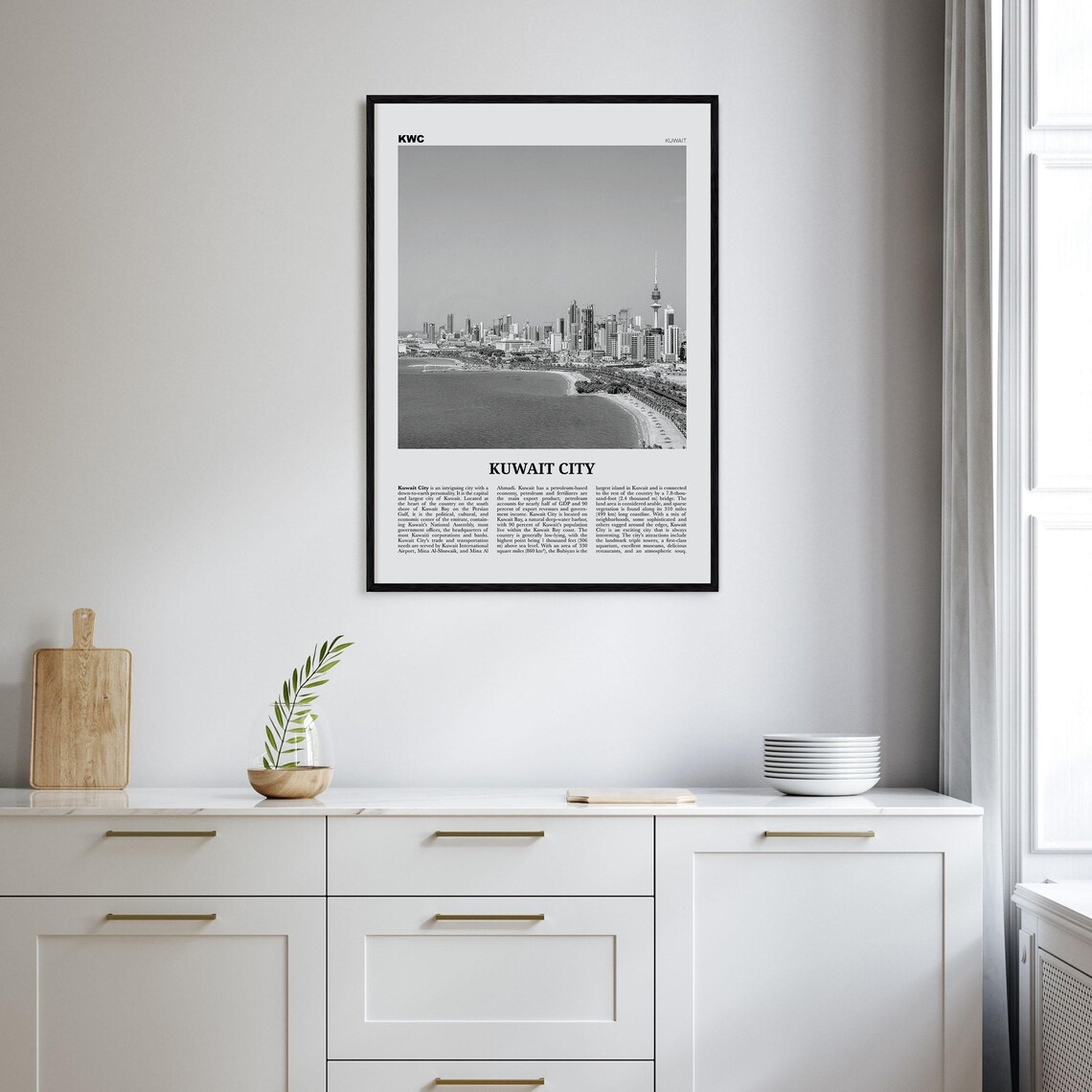 Kuwait City Black and White Travel Poster Print - Image 2