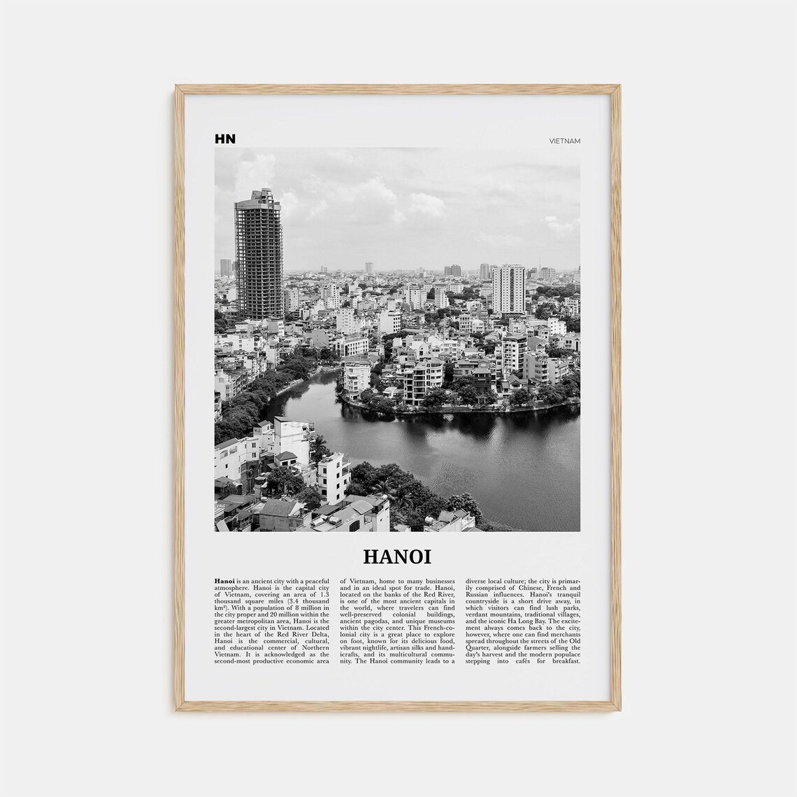 Hanoi Black And White Travel Poster, Vietnam
