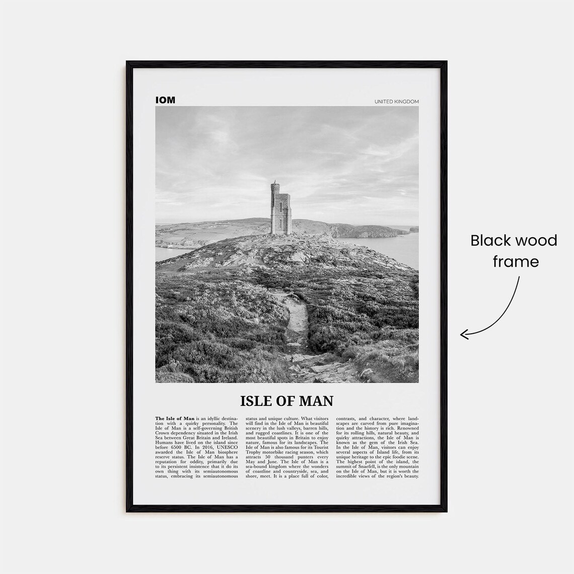 Isle Of Man Black And White Travel Poster, Europe - Image 3