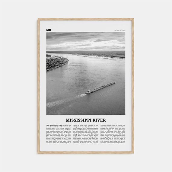 Mississippi River, Black and White Travel Poster
