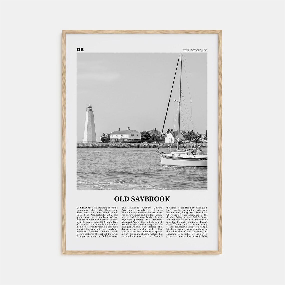 Old Saybrook Black And White Travel Poster, Connecticut