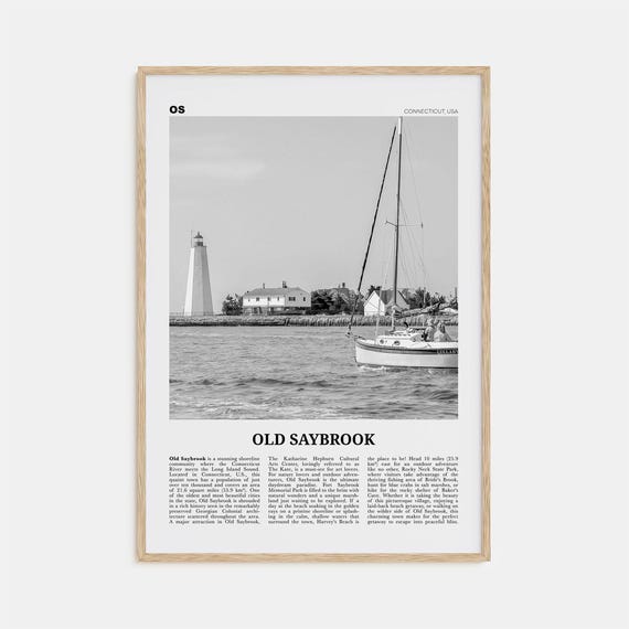 Old Saybrook Black And White Travel Poster, Connecticut