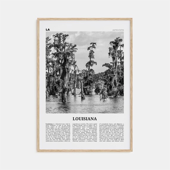 Louisiana Black and White Travel Poster, United States