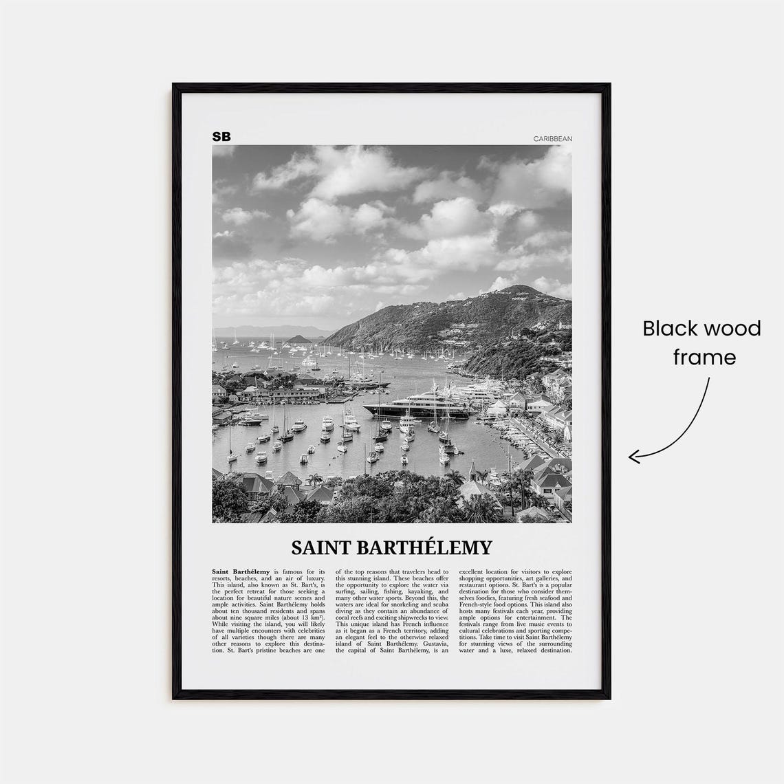 Saint Barthelemy Black and White Travel Poster - Image 3