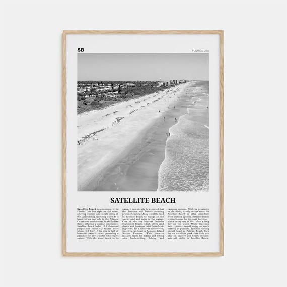 Satellite Beach Black and White Travel Poster