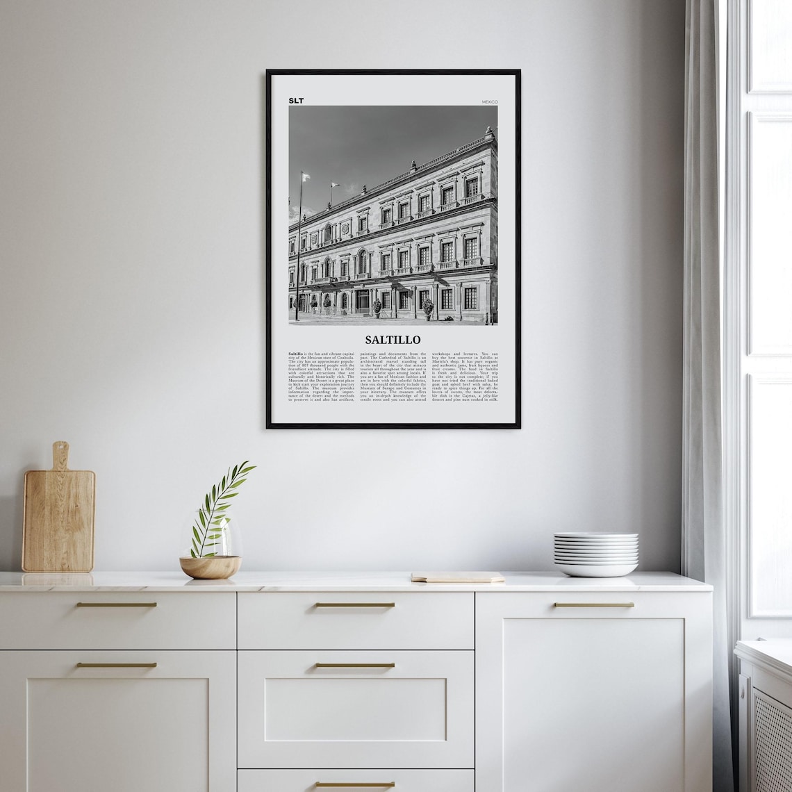 Saltillo Black and White Wall Art, Mexico Poster - Image 2