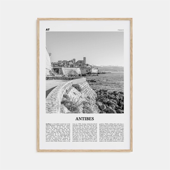 Antibes Black and White Travel Poster, Côte d'Azur
