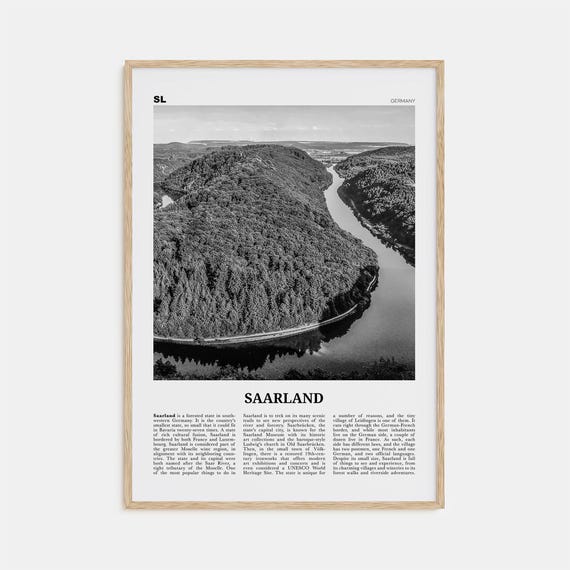 Saarland Black And White Travel Poster, Germany