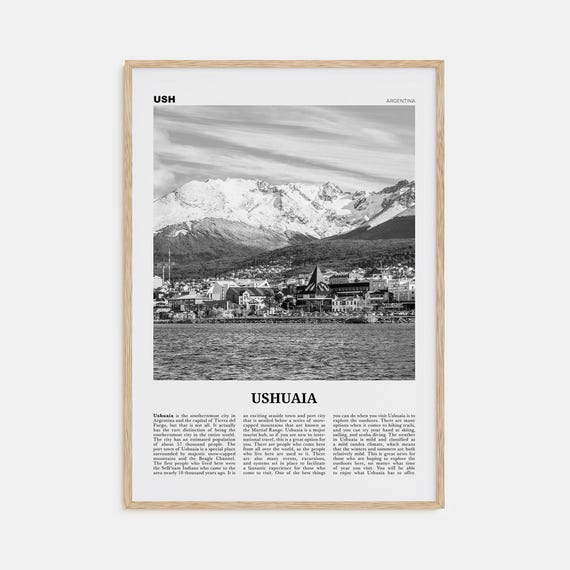 Ushuaia Black and White Travel Poster, Argentina
