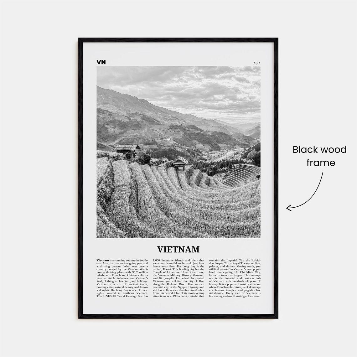 Vietnam Print Black And White No 3 Vietnam Wall Art Vietnam Poster Vietnam Photo Vietnam Wall Decor Vit Nam Ho Chi Minh Hanoi - Image 3