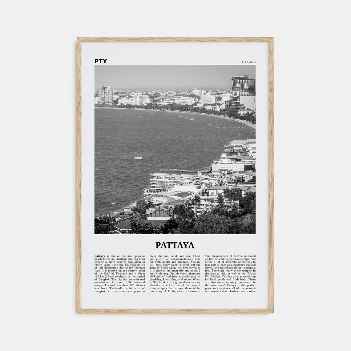 Pattaya Print Black And White Pattaya Wall Art Pattaya Poster Pattaya Photo Pattaya Wall Dcor Thailand Chonburi Bang Lamung