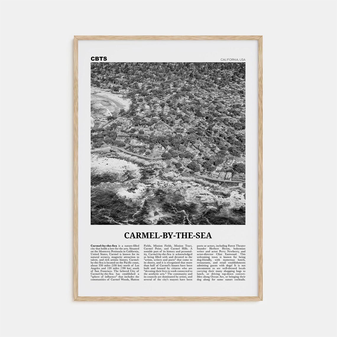 Carmel By The Sea Black And White Travel Poster
