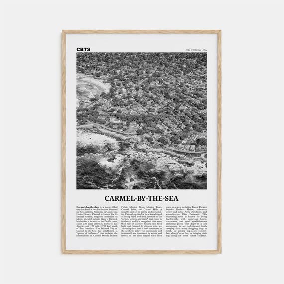 Carmel By The Sea Black And White Travel Poster