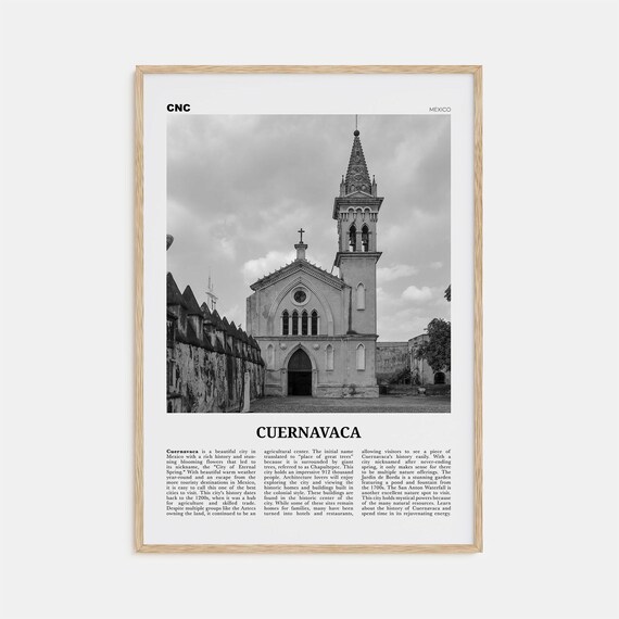 Cuernavaca Black And White Map Poster, Mexico