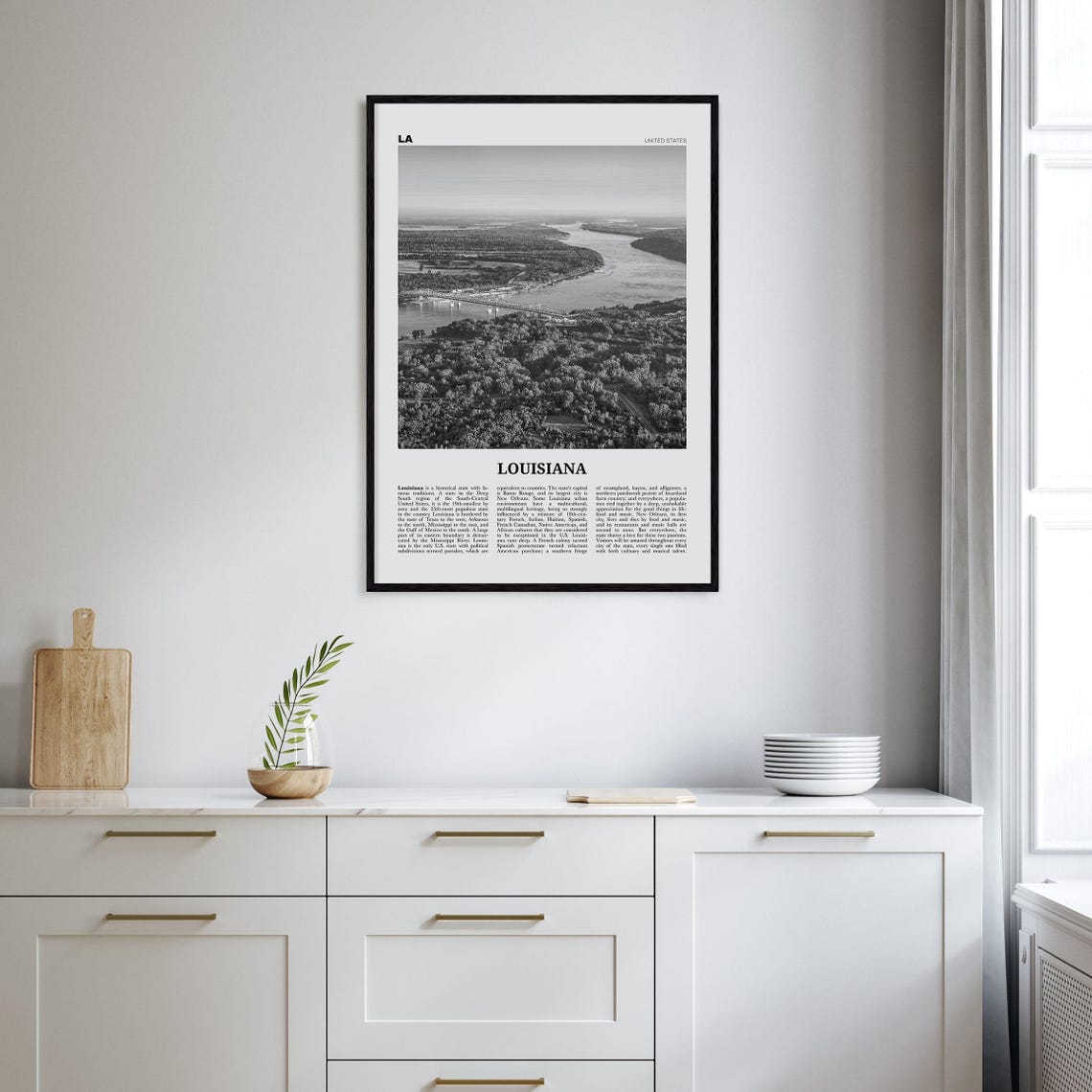 Louisiana Print Black And White No 2 Louisiana Wall Art Louisiana Poster Louisiana Photo Louisiana Wall Dcor Louisiana Map - Image 2