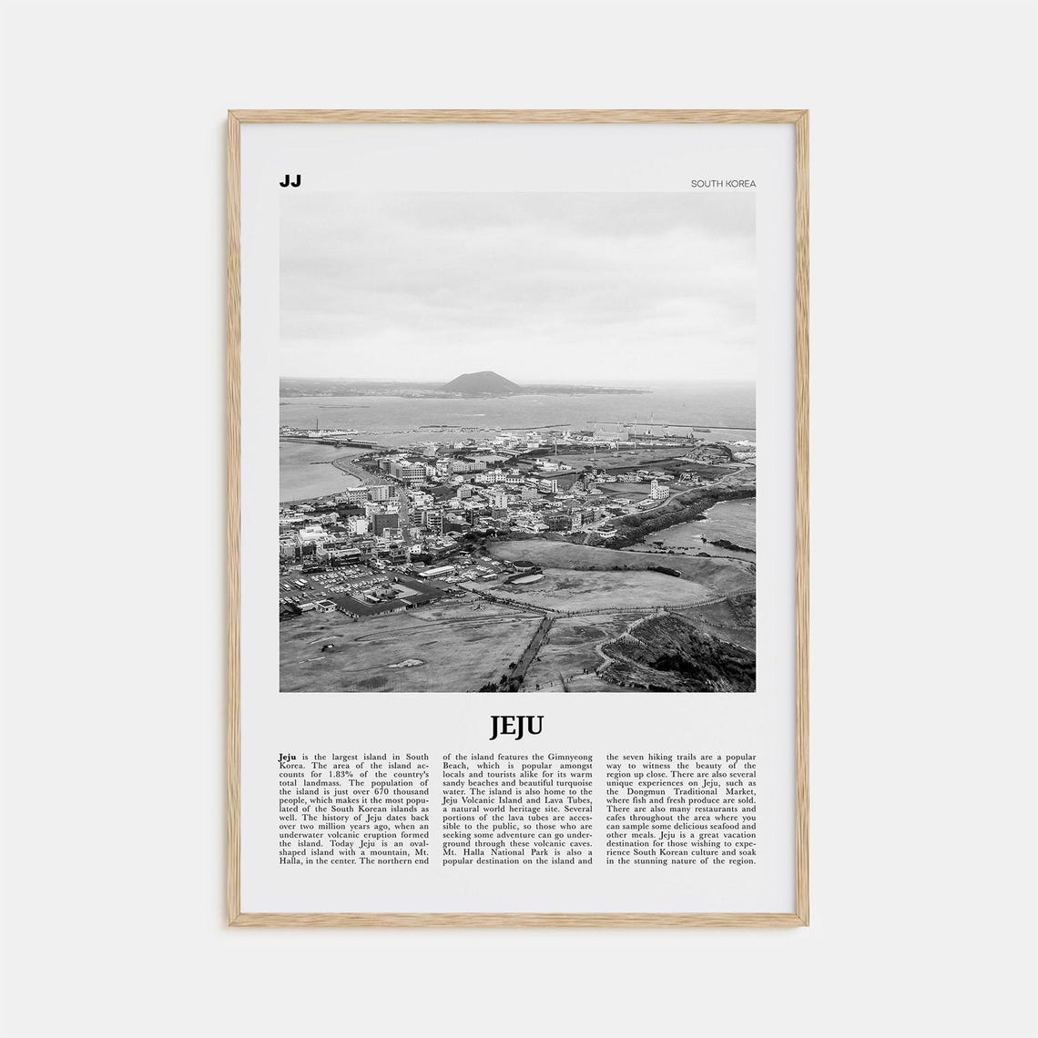 Jeju Island Black-and-White Travel Poster Print