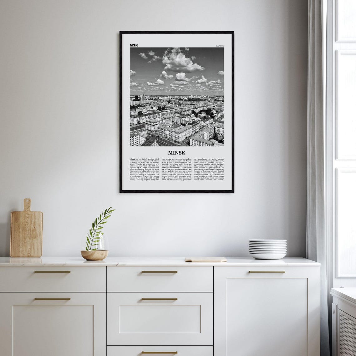 Minsk Black and White Travel Poster, Belarus Europe - Image 2