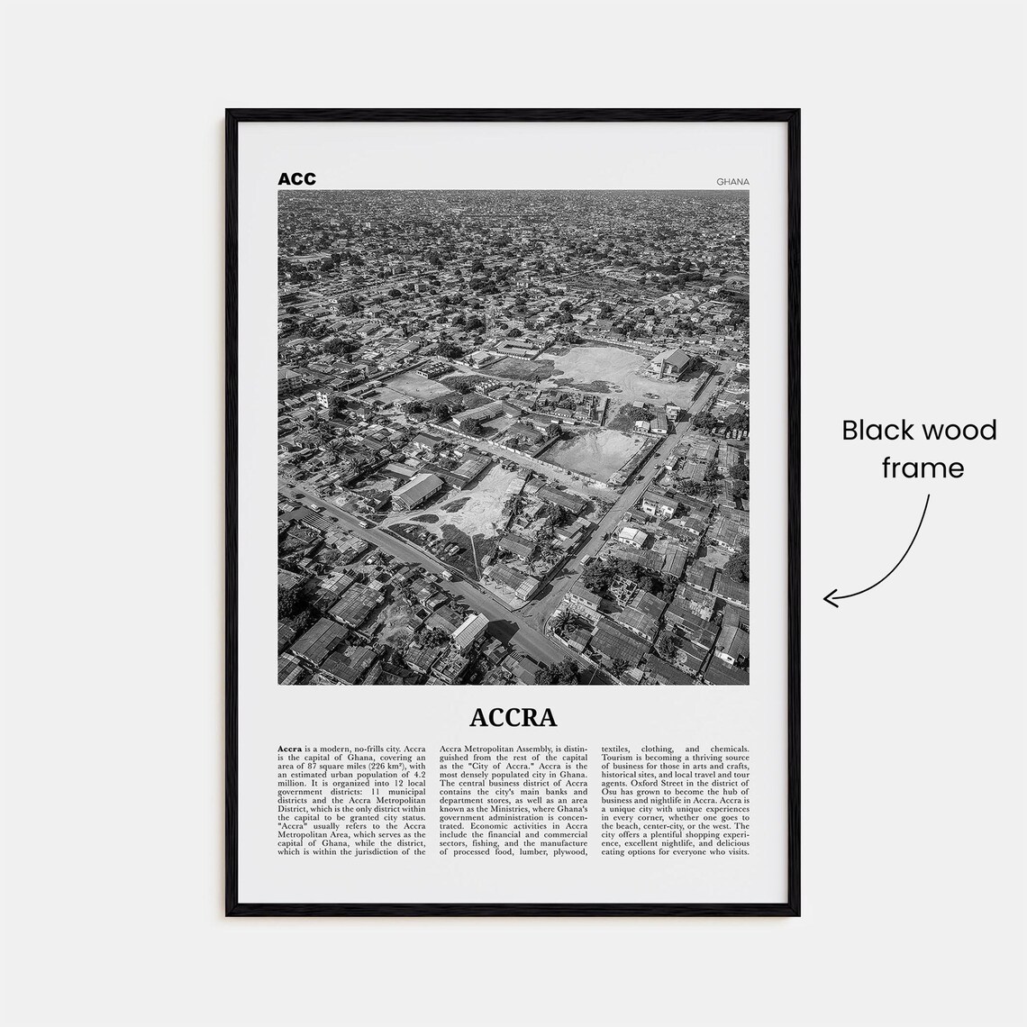 Accra Black and White Travel Poster, Ghana City Art - Image 3