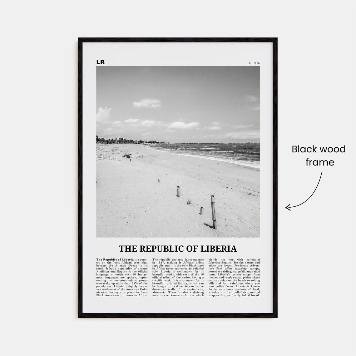 Republic Of Liberia Black And White Poster Print - Image 3