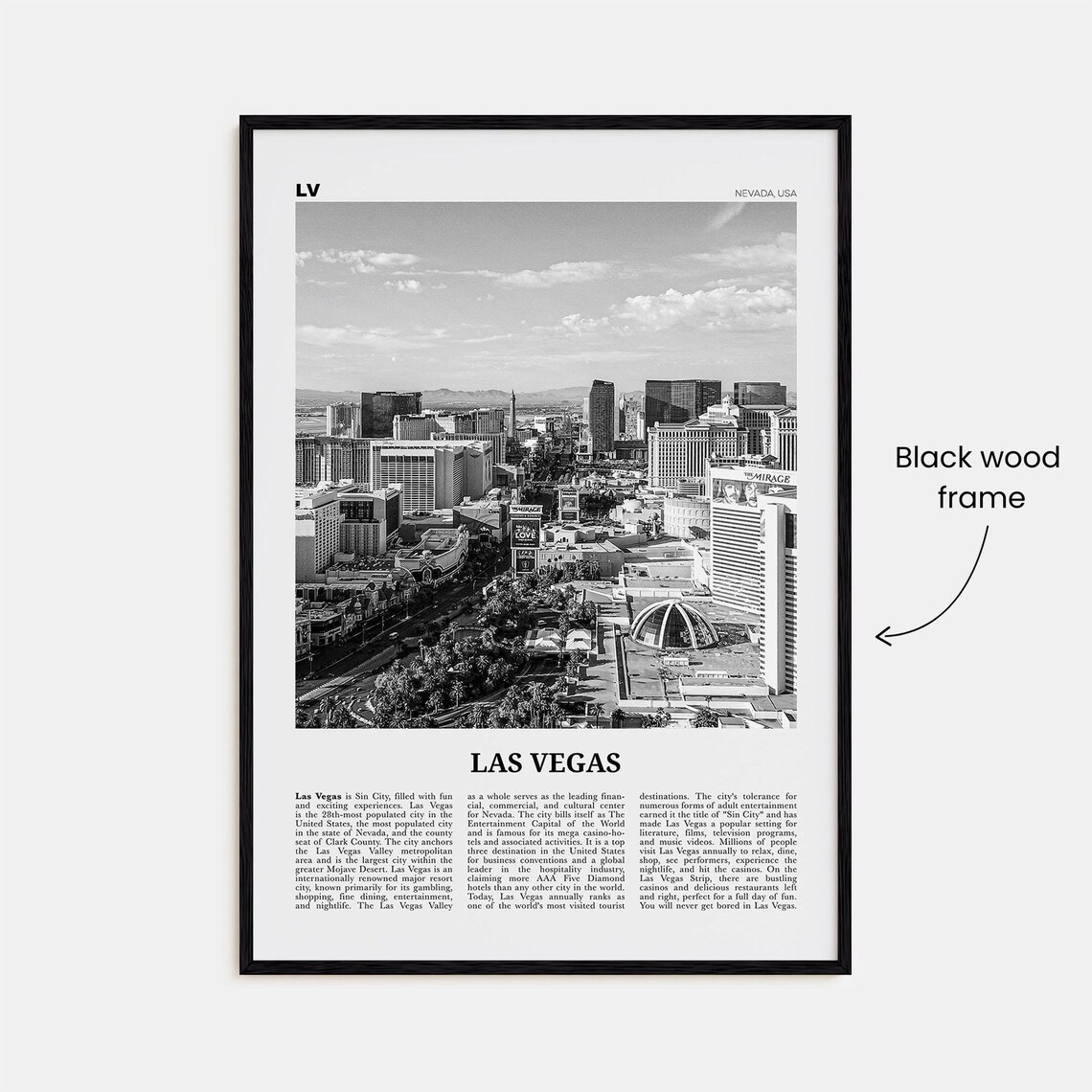 Las Vegas Black and White No. 2 Travel Poster - Image 3