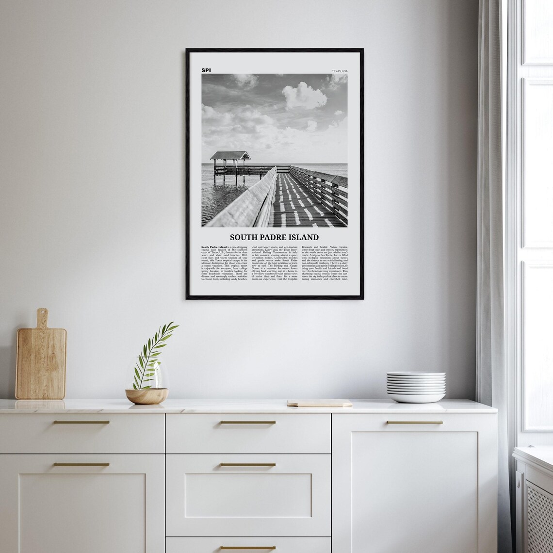 South Padre Island Black and White Travel Poster - Image 2
