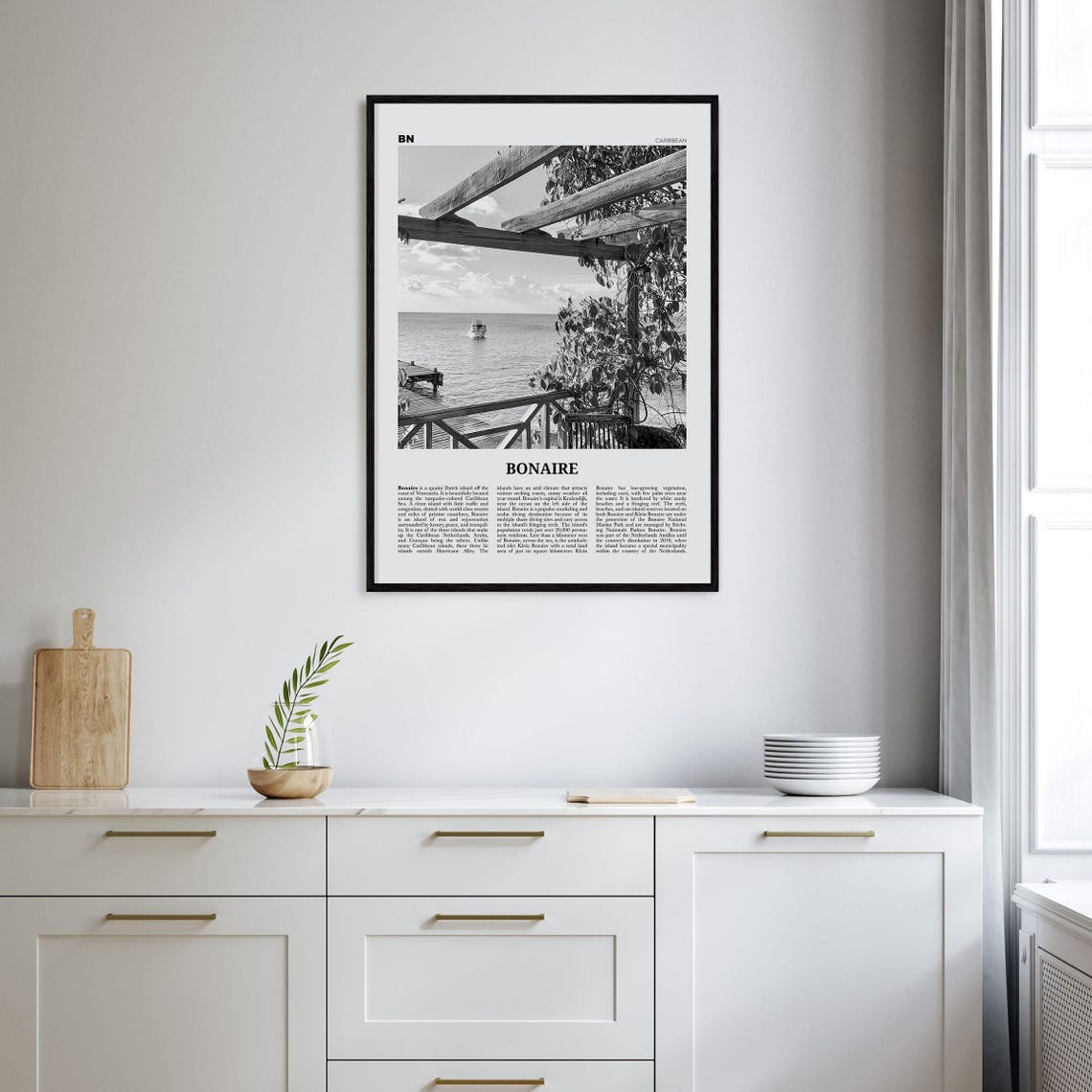 Bonaire Black and White Wall Art, Kralendijk Poster - Image 2
