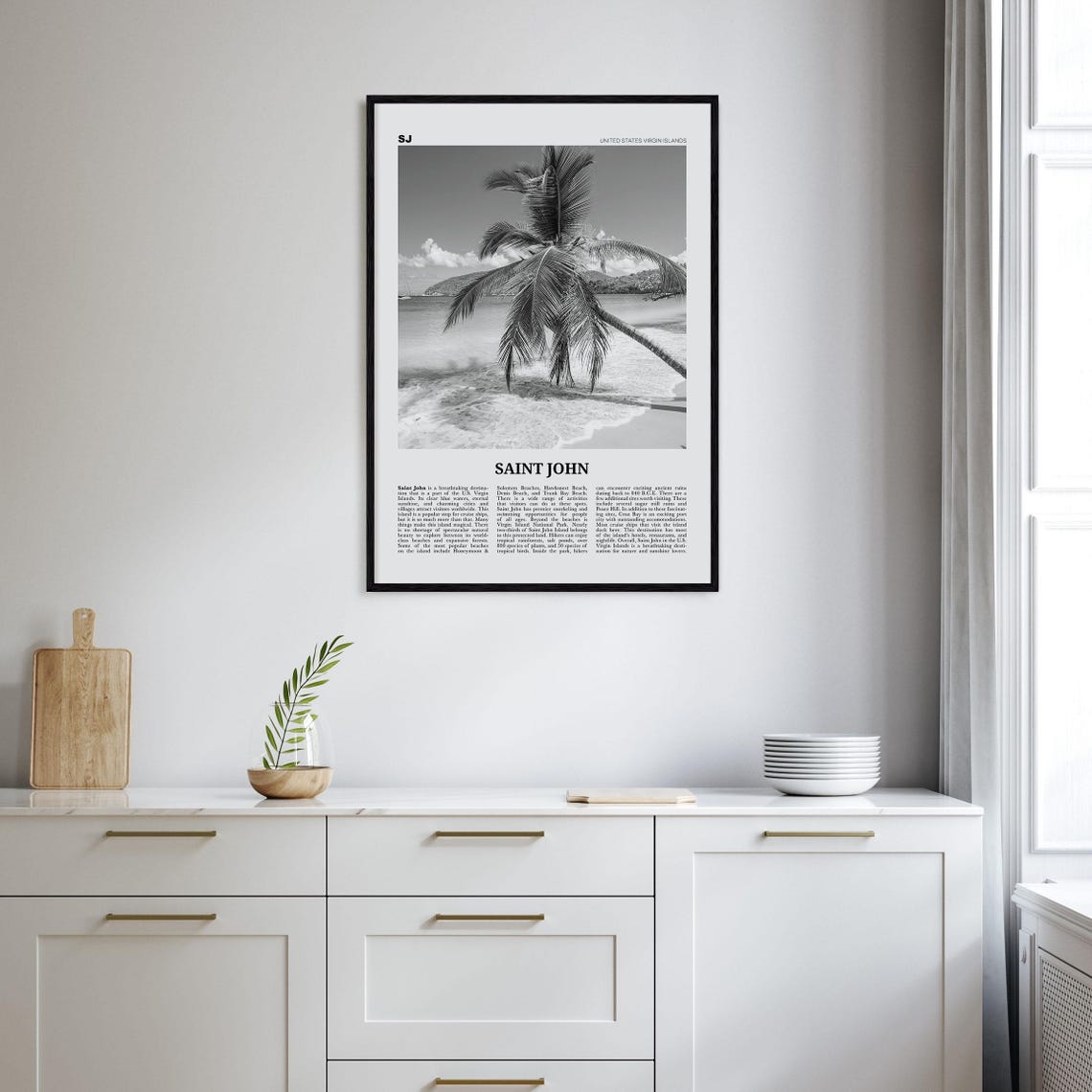Saint John Black and White Travel Poster, USVI - Image 2