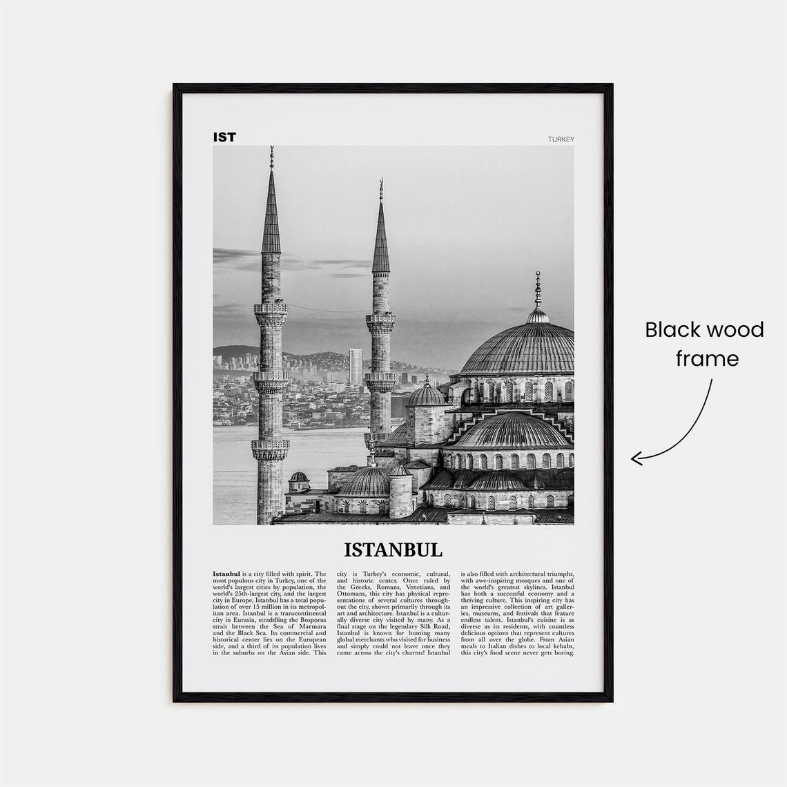 Istanbul Black and White Travel Poster, Turkey - Image 3