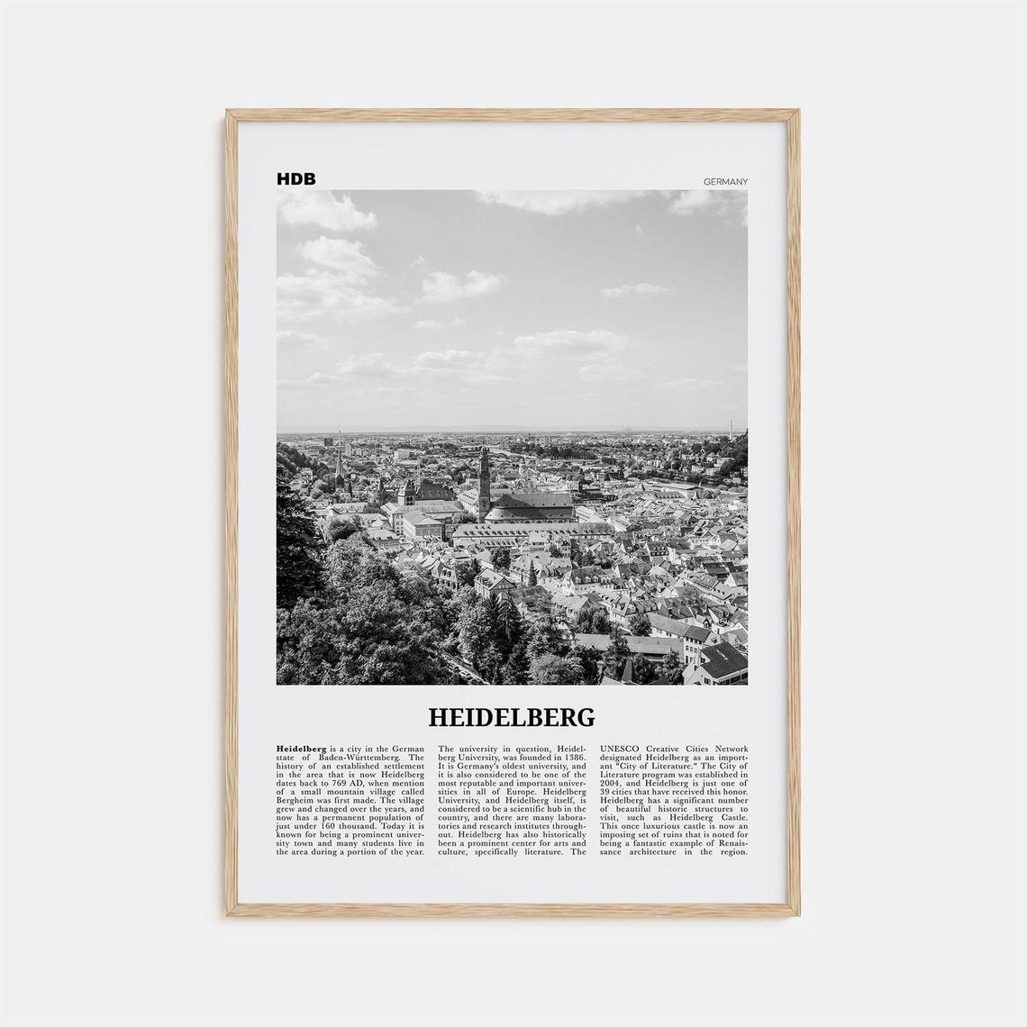 Heidelberg Black and White Art Print, Germany
