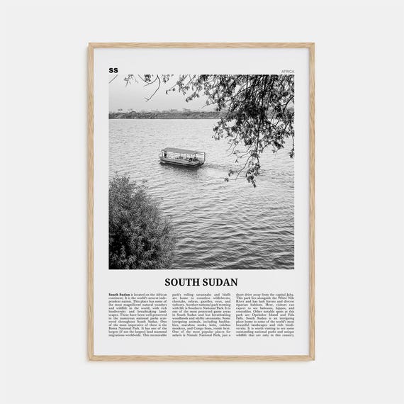 South Sudan Black and White Country Art Print