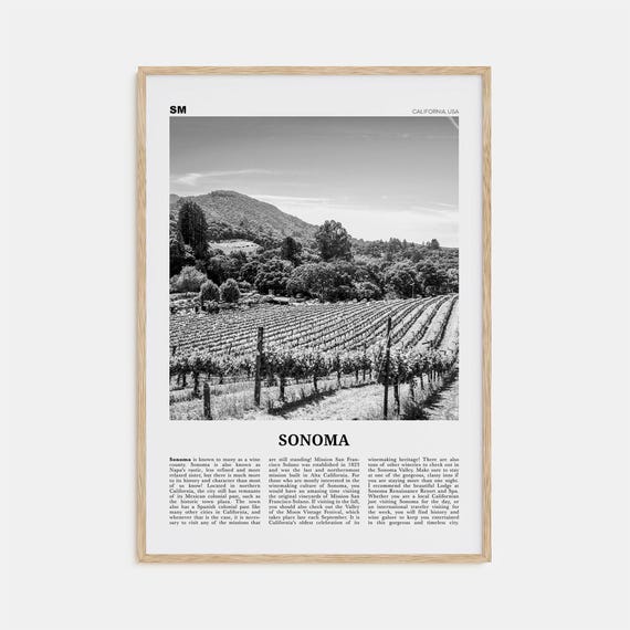 Sonoma Black and White Travel Poster, California