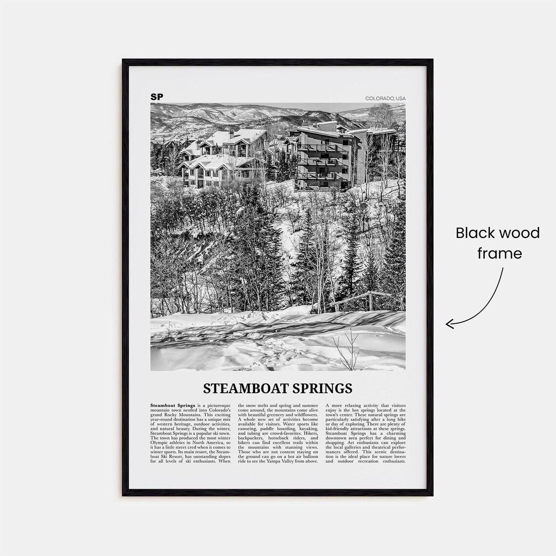 Steamboat Springs Black and White No. 2 Art Print - Image 3