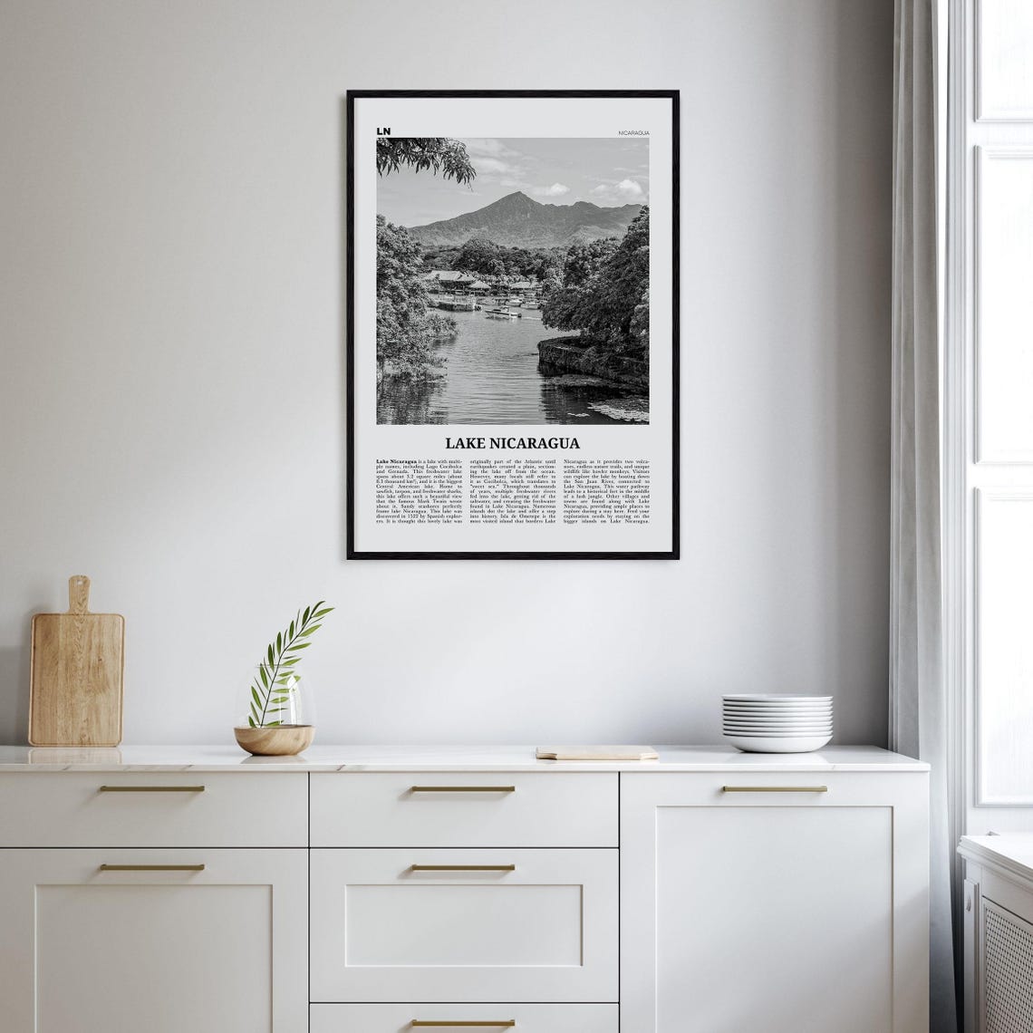 Lake Nicaragua Print Black And White Lake Nicaragua Wall Art Lake Nicaragua Poster Lake Nicaragua Photo Lake Nicaragua Wall Dcor - Image 2