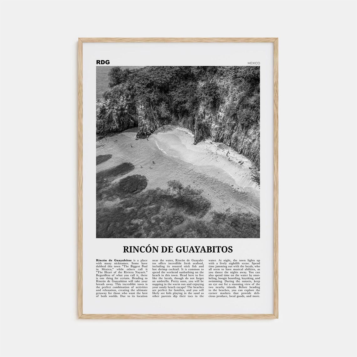 Rincon De Guayabitos Black and White Travel Poster