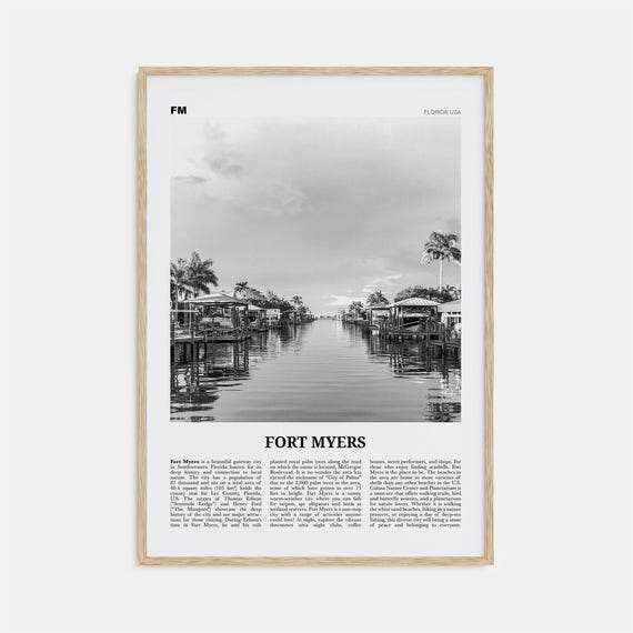 Fort Myers Black and White Travel Poster