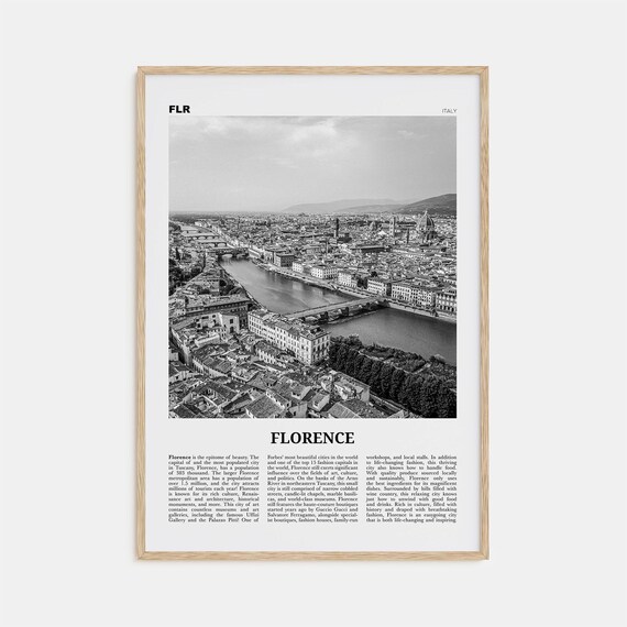 Florence Black and White Travel Poster, Tuscany