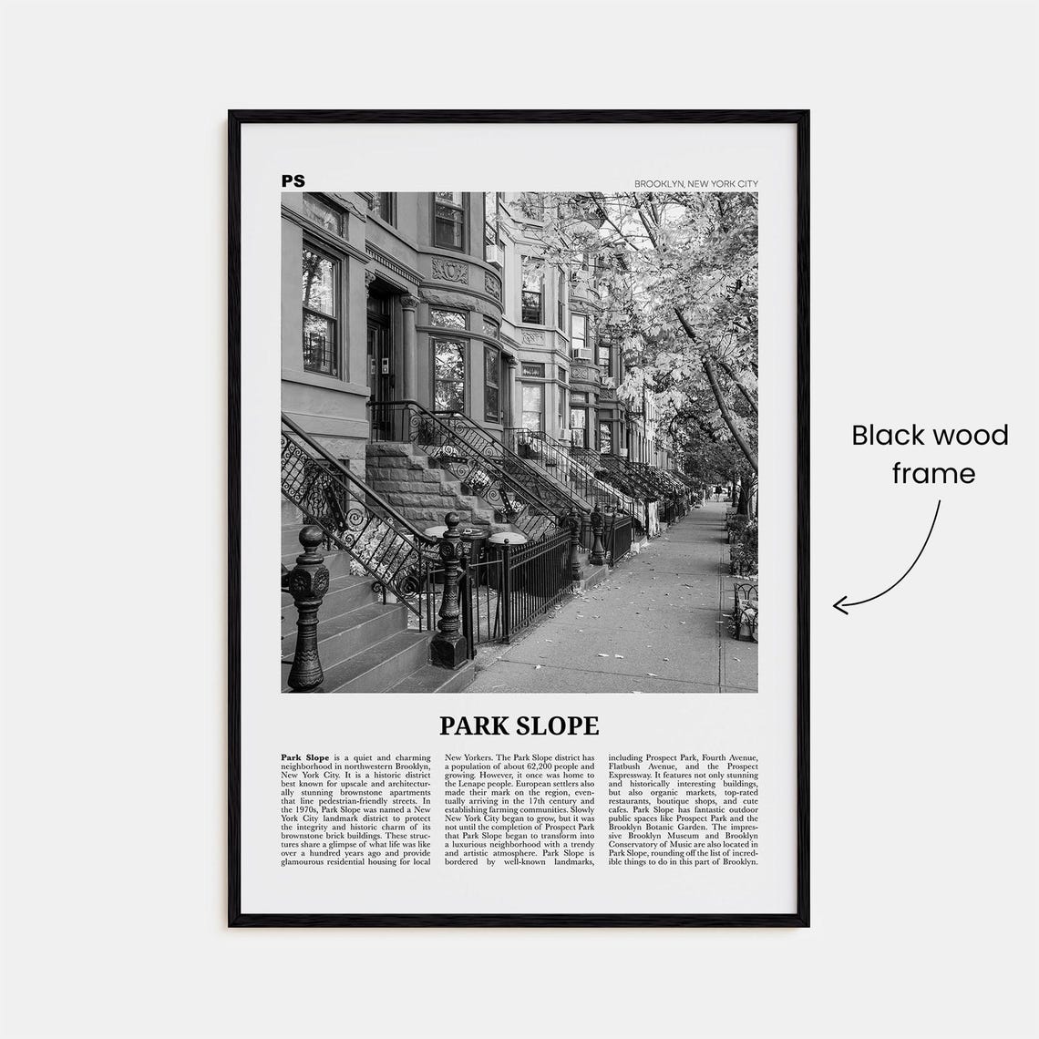 Park Slope Black and White Travel Poster - Image 3
