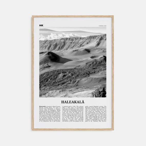 Haleakala Black and White Travel Poster, Hawaii