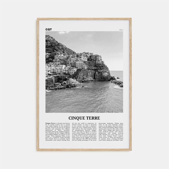 Cinque Terre Black And White Travel Poster, Italy