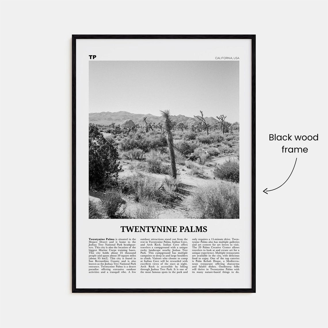 Twentynine Palms Black and White Travel Poster - Image 3