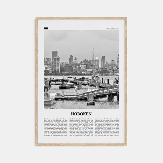 Hoboken Black and White Travel Poster, New Jersey