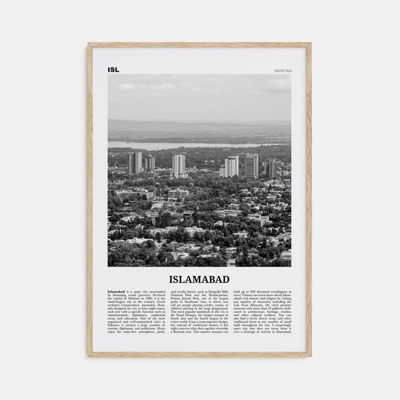 Islamabad Black and White Travel Poster, Pakistan