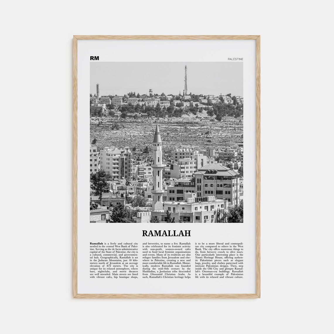 Ramallah Poster Print, Palestine Map