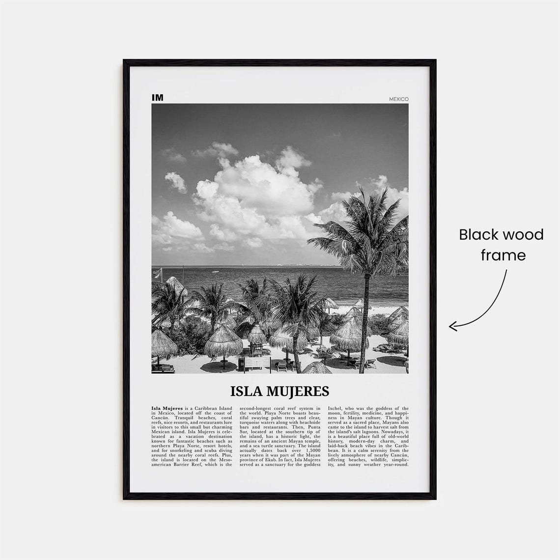 Isla Mujeres Black And White Travel Poster, Mexico - Image 3